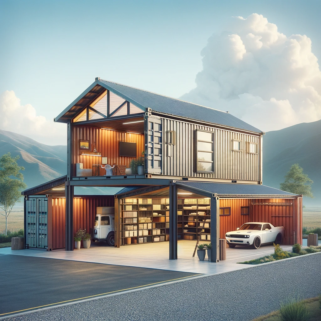 Shipping Container Barndominium with Large Garage - Barndo Build Plans