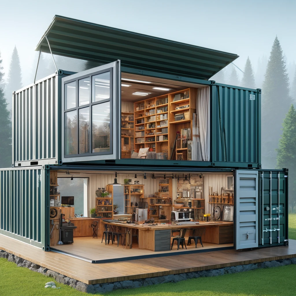 Shipping Container Barndominium With Large Workshop - Barndo Build Plans